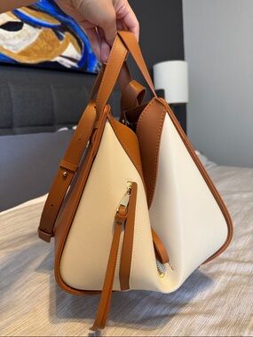 POPSEWING Luxury Inspired Hand Sewn Cream Tan Women's Shoulder Hammock Bag